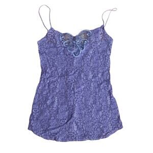 Vintage Lace Purple Cami Tank Top Medium Fairy Whimsygoth Babydoll Lingerie